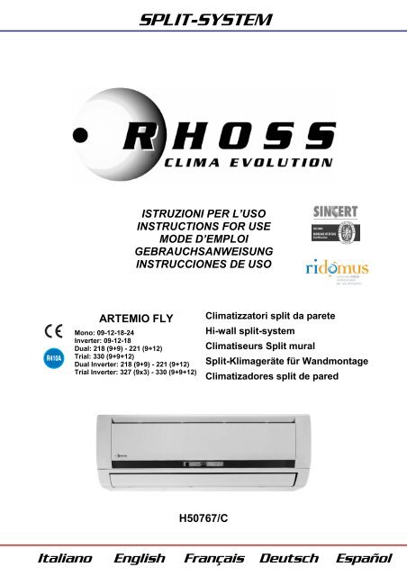 H50767-vC Manuale Istruzioni Artemio Fly R410A (ed. 2007) - Rhoss