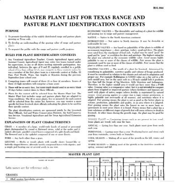 Master Plant List for Texas Range and Pasture Plant ... - Sutton County