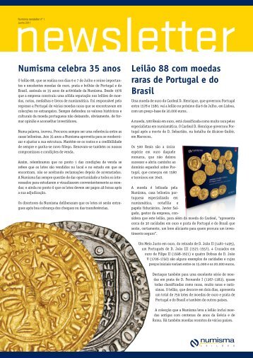 Numisma celebra 35 anos LeilÃ£o 88 com moedas ... - Numismatas