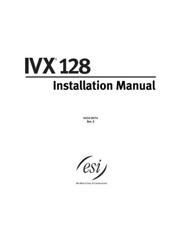 Installation Manual - Voice Communications Inc. 800 593-6000