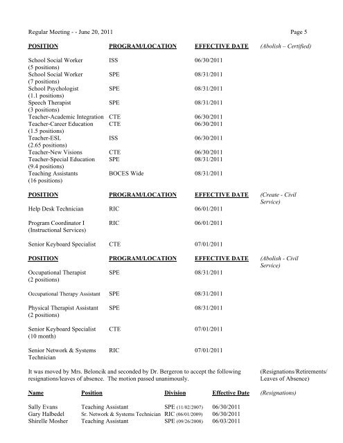 Minutes - Capital Region BOCES