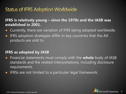 IFRS for Microsoft Dynamics AX - 6 Gen