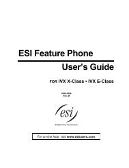 ESI Feature Phone User's Guide for IVX X-Class, IVX E-Class