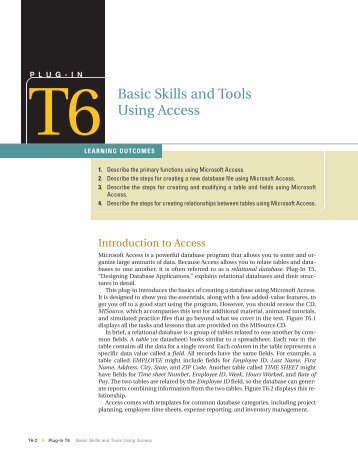 T6 Basic Skills and Tools Using Access - Computer and Information ...