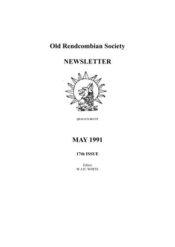 Old Rendcombian Newsletter 1991 - The Old Rendcombian