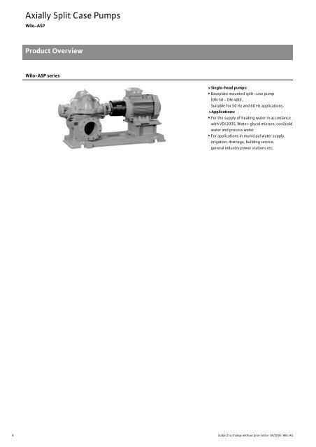 Axially Split Case Pumps - Wilo-Select.NET