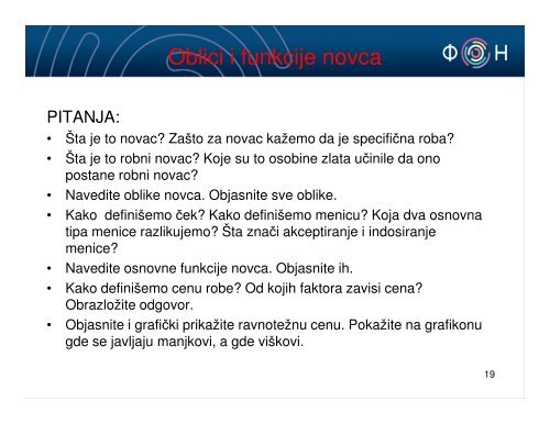 V = Dohodovna brzina opticaja novca - Ekonomija - Fakultet ...