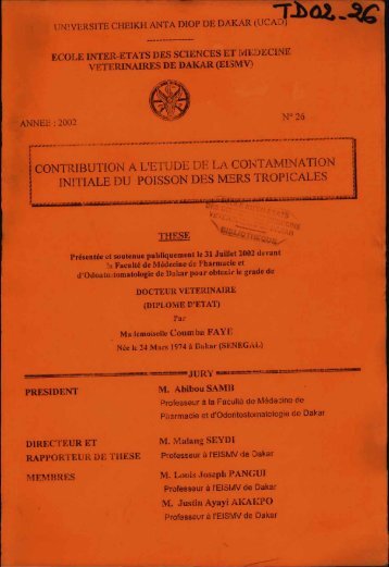 Contribution Ã  l'Ã©tude de la contamination initiale du poisson ... - BEEP