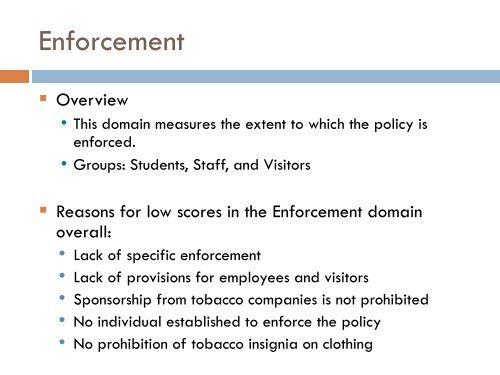 Evaluating tobacco policies in K-12 schools and institutions of ...