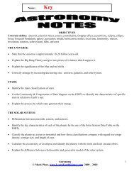 Astronomy Answer Key - Learn Earth Science