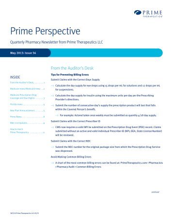 May 2013 - Prime Therapeutics