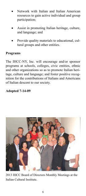 2013 Program of Events - Italy Culture Month