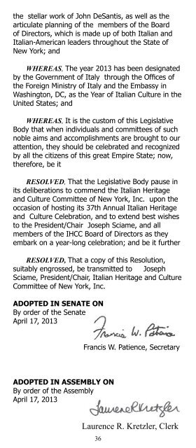 2013 Program of Events - Italy Culture Month