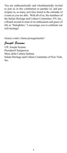 2013 Program of Events - Italy Culture Month