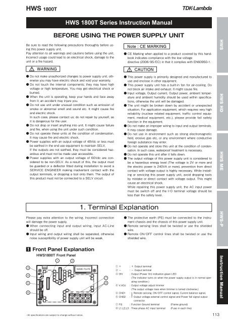 HWS Series - TDK-Lambda