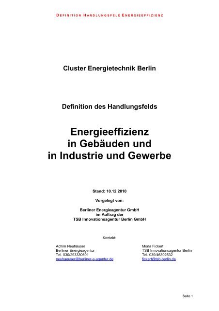 Energieeffizienz in Gebäuden und in Industrie und Gewerbe