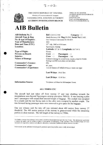 AIB Bulletin - Tanzania Civil Aviation Authority