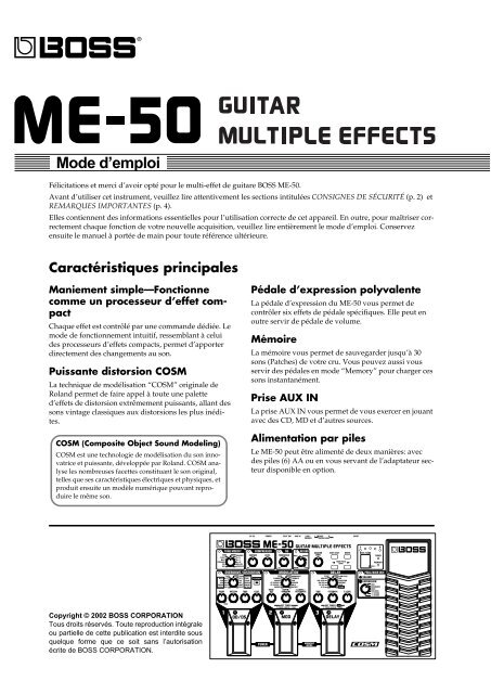 ME-50 Mode d'emploi - Roland