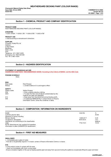 Chemwatch Australian MSDS 21-6993 - Wattyl