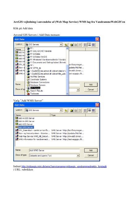 ArcGIS vejledning i anvendelse af (Web Map Service) WMS lag fra ...