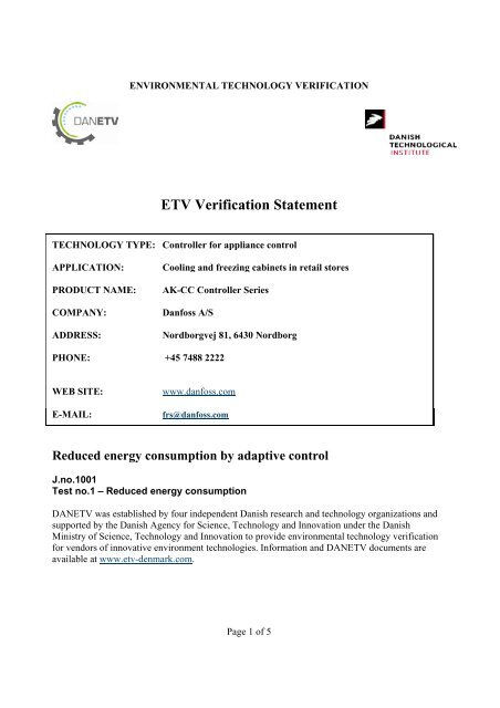ETV Verification Statement Reduced energy consumption - DANETV