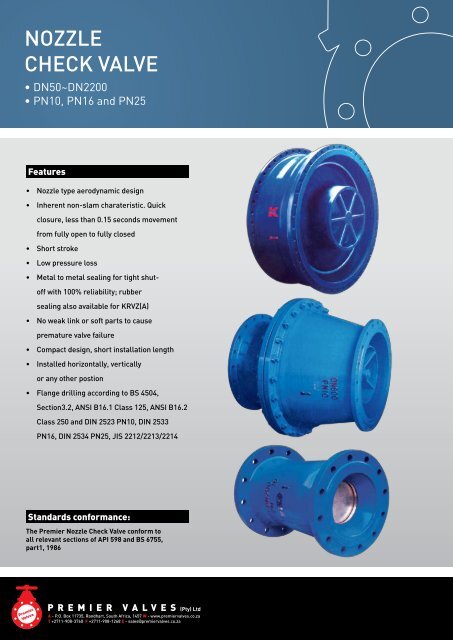 nozzle CheCk ValVe - Premier Valves