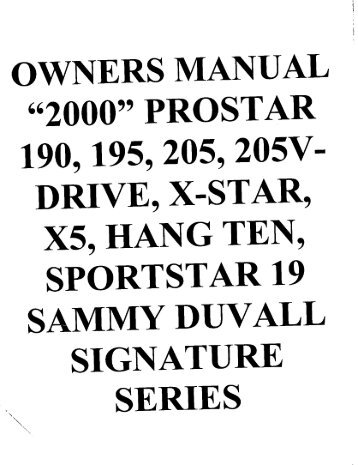 2000 MasterCraft Owner's Manual ProStar 190, ProStar 195, ProStar ...