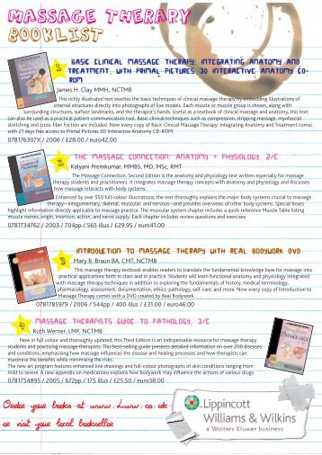 Massage Therapy Booklist