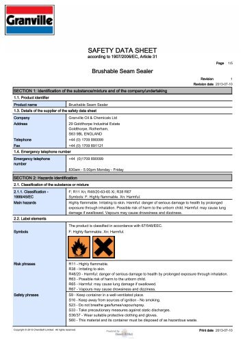 SAFETY DATA SHEET - Granville Oil & Chemicals Ltd