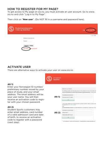 HOW TO REGISTER FOR My PAGE? ACTIVATE USER - SiO