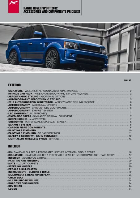 range rover sport 2012 accessories and A Kahn Design