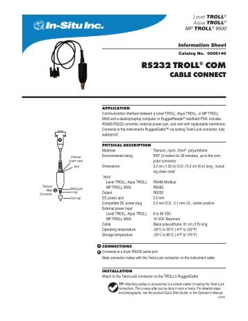 RS232 TROLLÂ® COm CabLe COnneCT - In-Situ Inc.