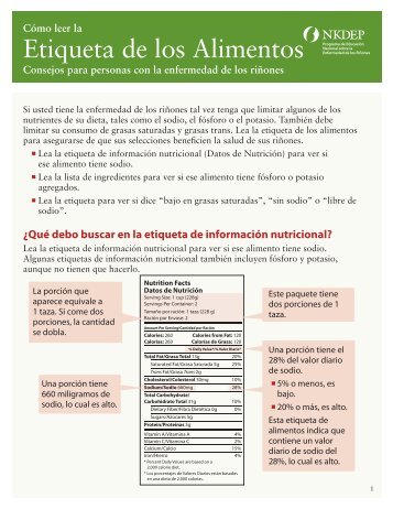 CÃ³mo leer la etiqueta de los alimentos - National Kidney Disease ...