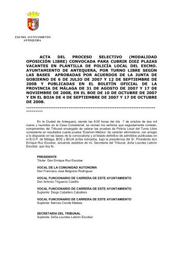 acta resultados - Ayuntamiento de Antequera