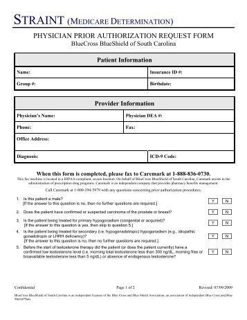 physician prior authorization request form - Blue Cross and Blue ...