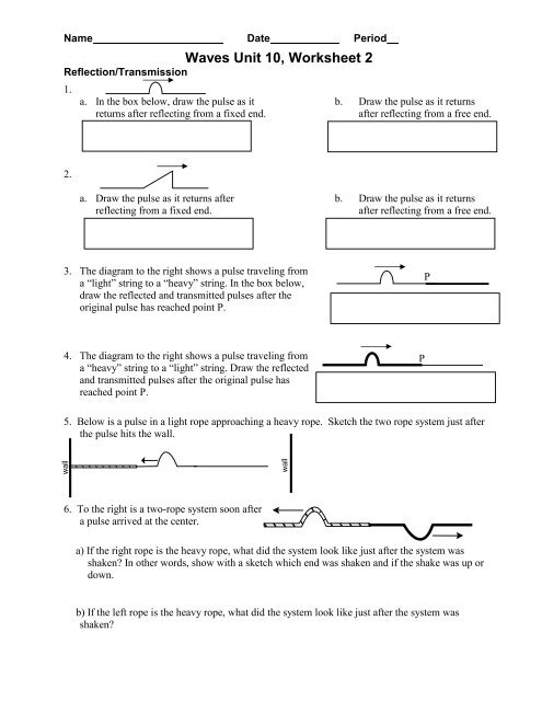 Waves Unit 10, Worksheet 2