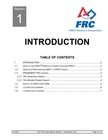 2011 Logomotion Game Rules/Manual - FIRST Robotics Canada