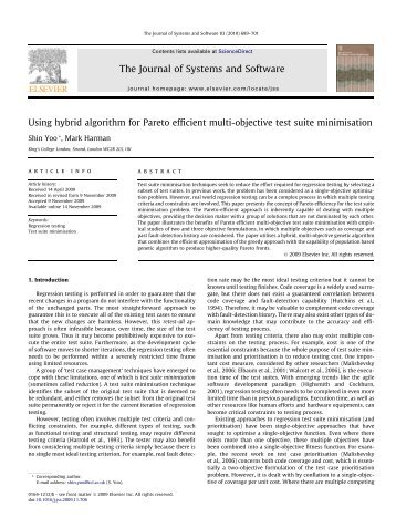 Using hybrid algorithm for Pareto efficient multi-objective test ... - Crest