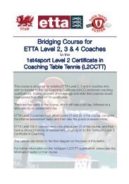 Bridging Course for ETTA Level 2, 3 & 4 Coaches - The English ...