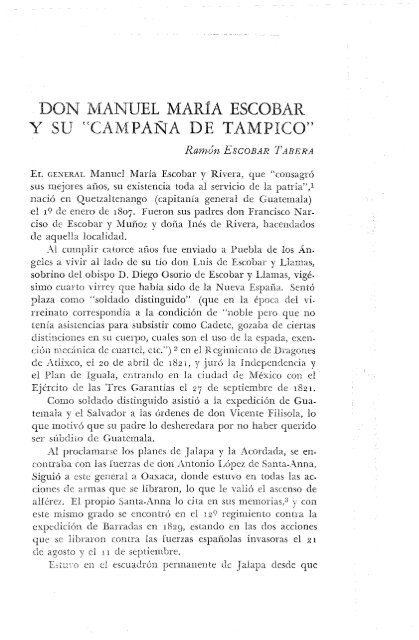 DON MANUEL MARÍA ESCOBAR Y SU CAMPAÑA DE TAMPICO