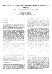 creating believable characters using a synthetic psychology approach