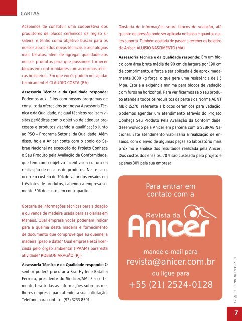 FaÃ§a o download do pdf da Revista 73 aqui - Anicer