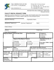 a facilities rental request form - City of St.Catharines