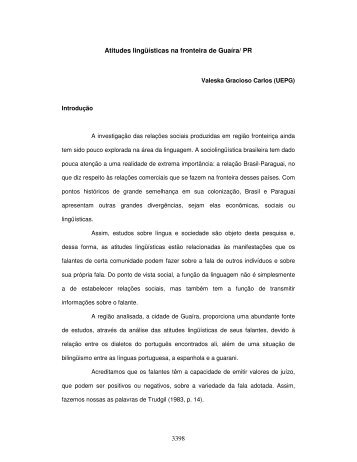 3398 Atitudes lingüísticas na fronteira de Guaíra/ PR - FALE