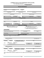 COMMON CHILD LIFE INTERNSHIP APPLICATION For Internship ...