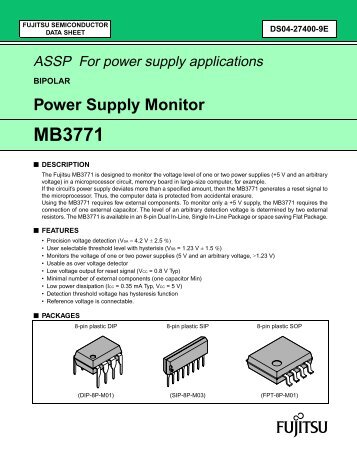 MB3771 Datasheet: Bipolar Power Supply Monitor - Fujitsu