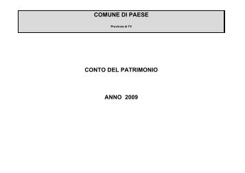 COMUNE DI PAESE CONTO DEL PATRIMONIO ANNO 2009
