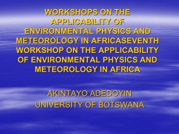 The Applicability of Environmental Physics and Meteorology in Africa