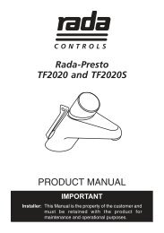 PRODUCT MANUAL TF2020 and TF2020S Rada-Presto