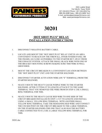 âhot shot plusâ relay installation instructions - Speedway Motors